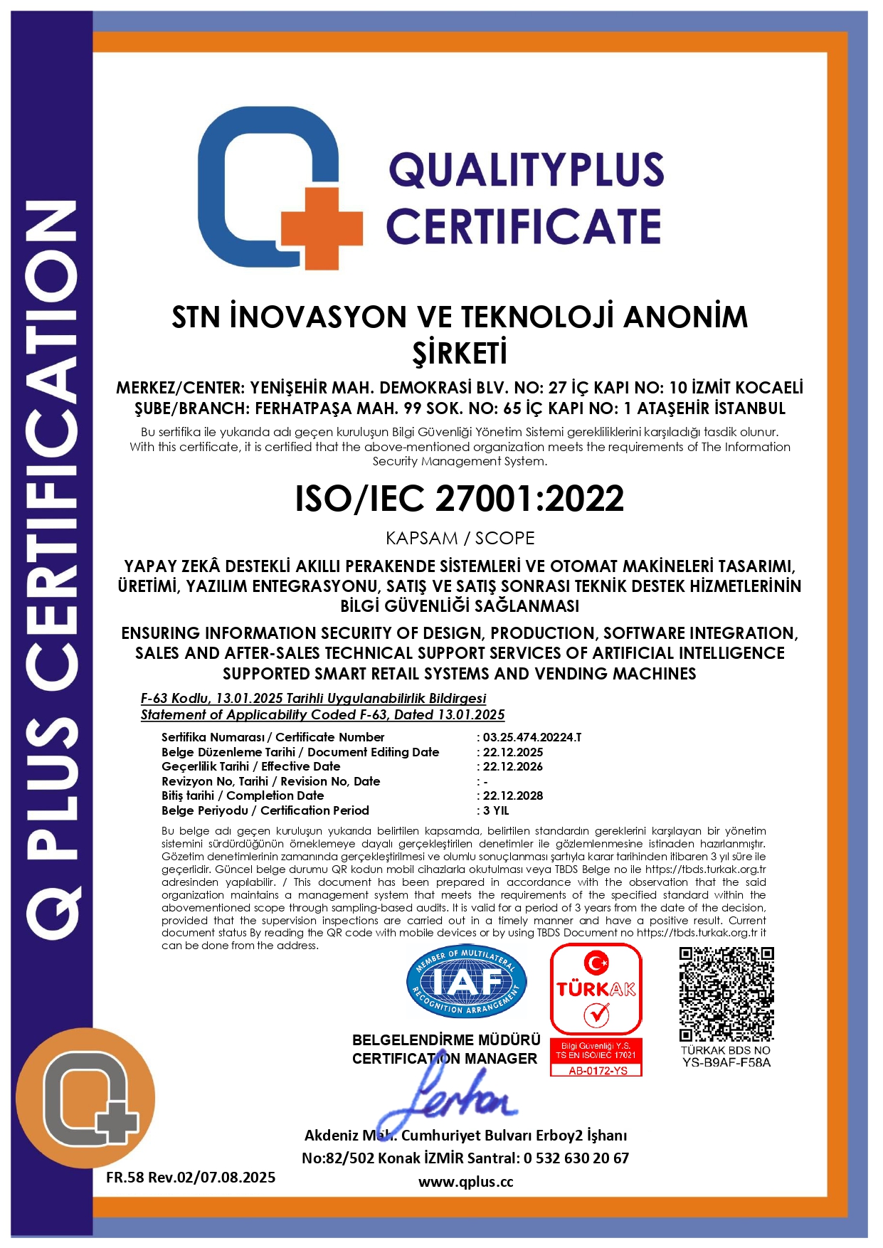 ISO 27001 - Bilgi Güvenliği Yönetim Sistemi